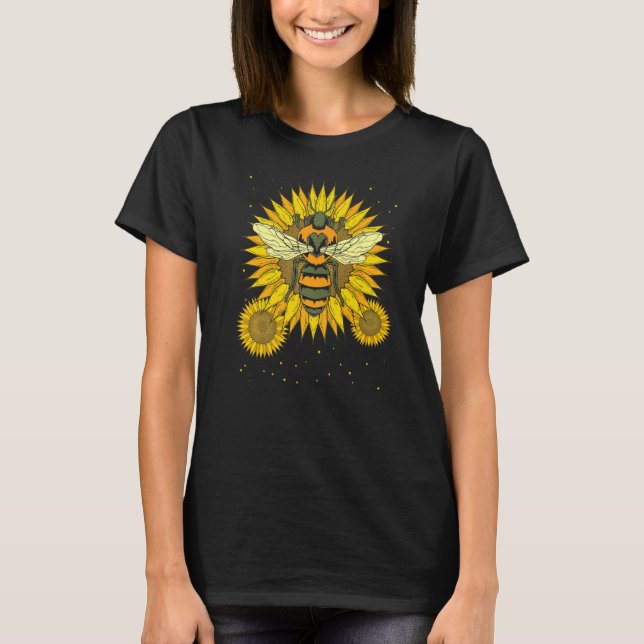 Sunshine Flower Blossoms Nature Bee Insect Hippie  T-Shirt (Front)