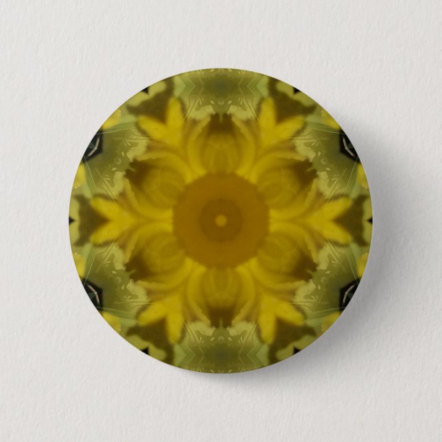 Sunshine Flower Burst Golden 6 Cm Round Badge (Front)