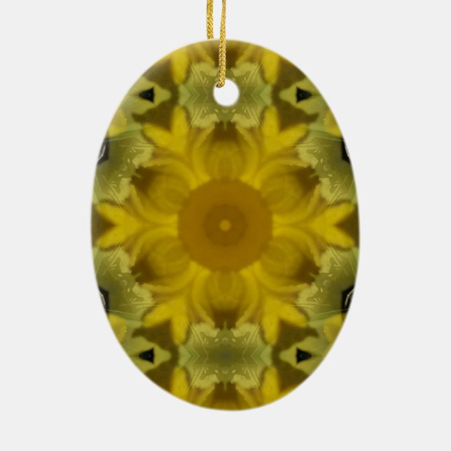 Sunshine Flower Burst Golden Ceramic Tree Decoration (Back)