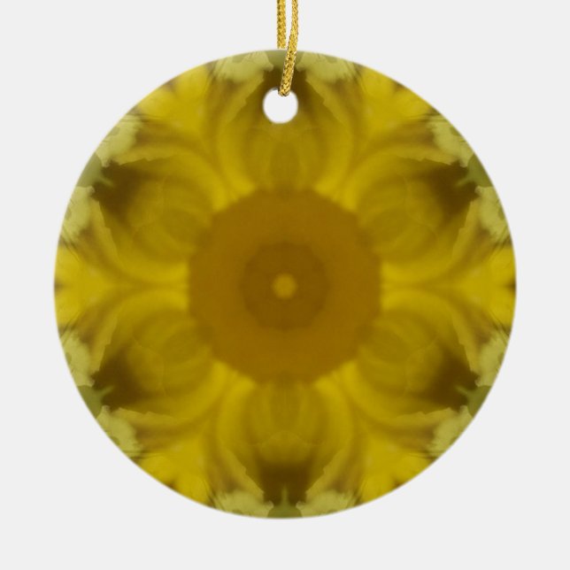 Sunshine Flower Burst Golden Ceramic Tree Decoration (Front)
