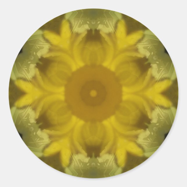 Sunshine Flower Burst Golden Classic Round Sticker (Front)