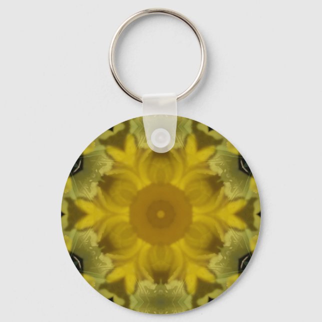 Sunshine Flower Burst Golden Key Ring (Front)