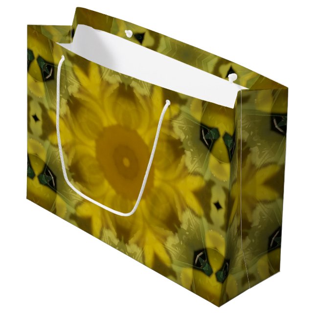 Sunshine Flower Burst Golden Large Gift Bag (Front Angled)