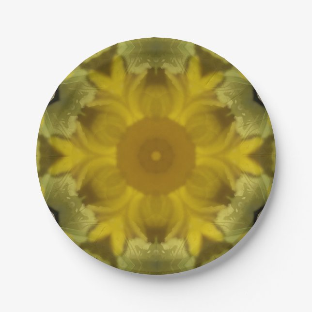 Sunshine Flower Burst Golden Paper Plate (Front)