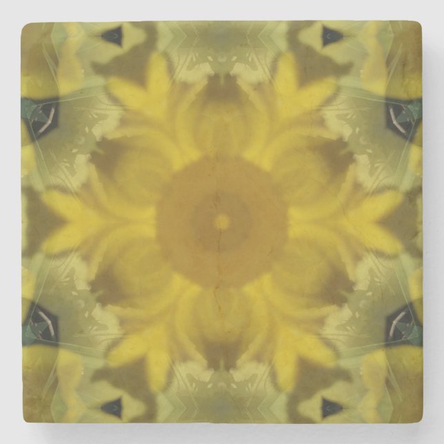 Sunshine Flower Burst Golden Stone Coaster (Front)