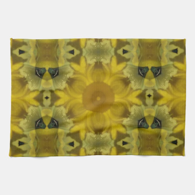 Sunshine Flower Burst Golden Tea Towel (Horizontal)