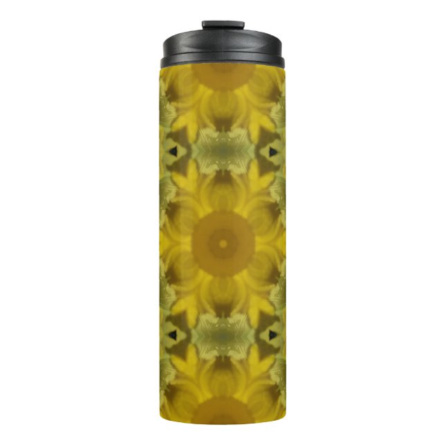 Sunshine Flower Burst Golden Thermal Tumbler (Front)