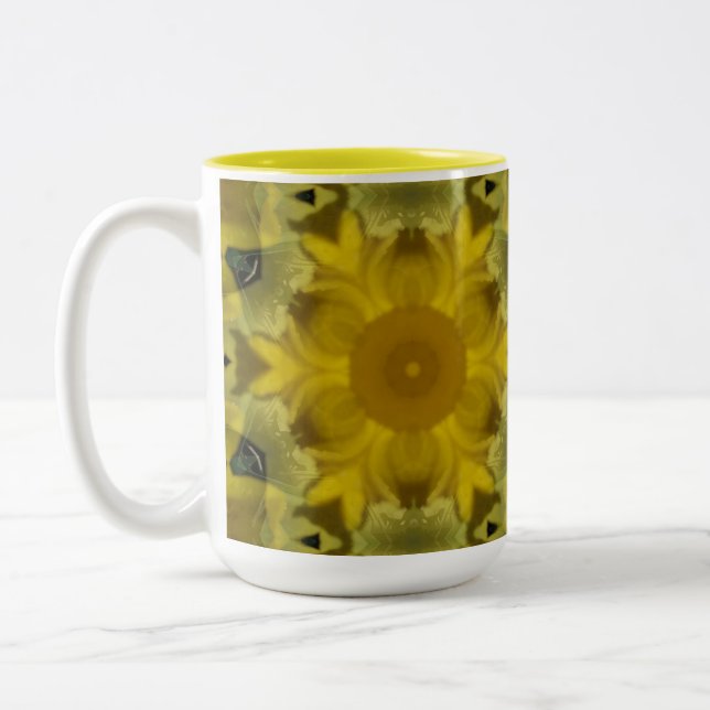 Sunshine Flower Burst Golden Two-Tone Coffee Mug (Left)
