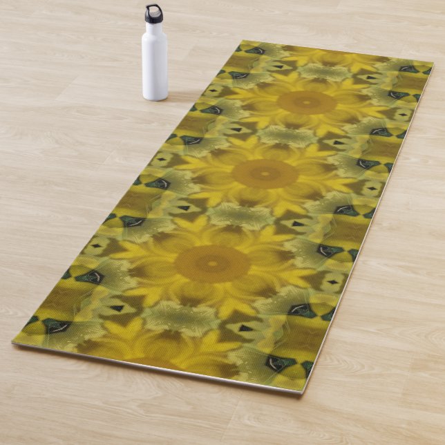 Sunshine Flower Burst Golden Yoga Mat (In Situ)