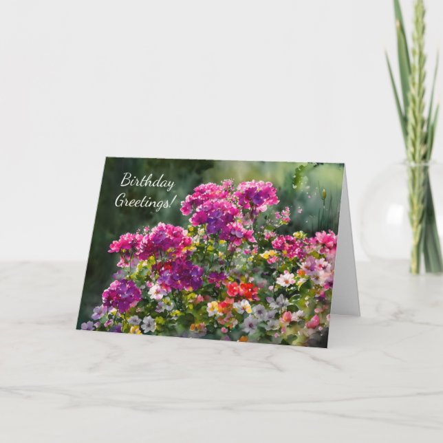 Sunshine Flower Garden Art Birthday Card (Front)