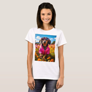 Sunshine Flower Garden Nature Cloud Sky Dachshund T-Shirt