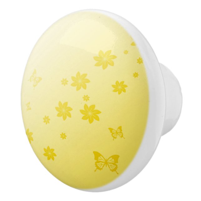 Sunshine Flowers n Butterflies Ceramic Knob (Right)