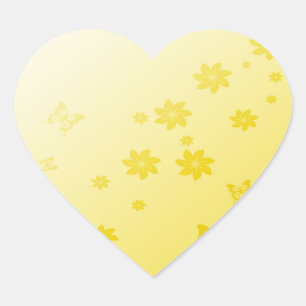Sunshine Flowers n Butterflies Heart Sticker