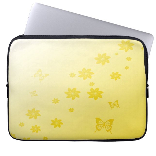 Sunshine Flowers n Butterflies Laptop Sleeve (Front)