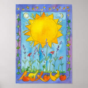 Sunshine Fruit Summer Solstice Watercolor Poster