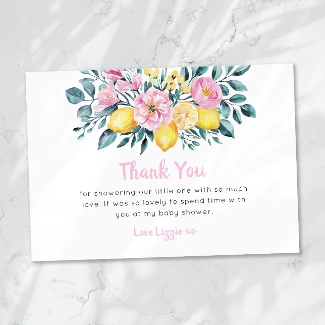 Sunshine Fun and Lemonade Floral Baby Shower Thank You Card (Creator Uploaded)