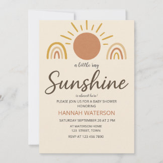 Sunshine Gender Neutral Boho Sun Baby Shower Invitation
