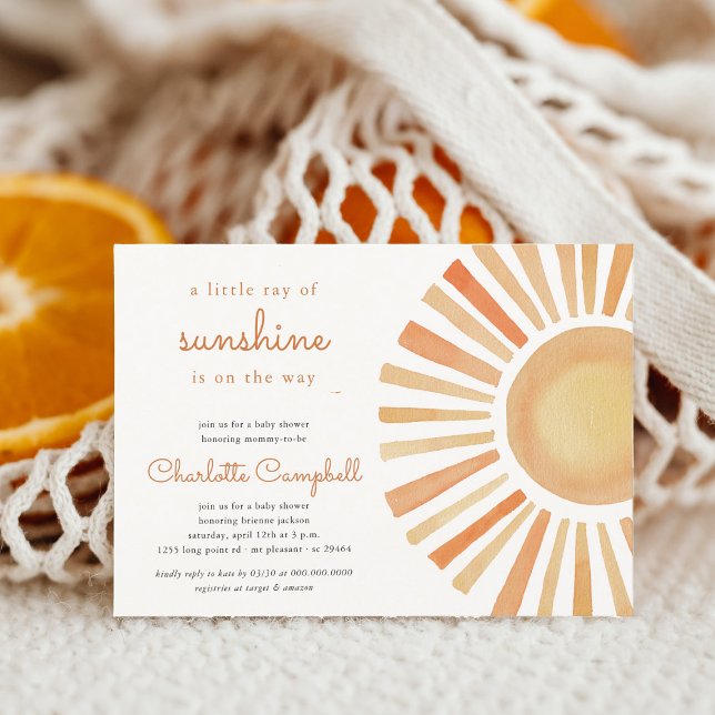 Sunshine Gender Neutral Boho Sun Baby Shower  Invitation (Creator Uploaded)