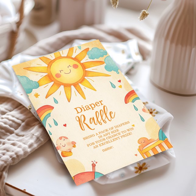 Sunshine Gender Neutral Boho Sun Diapper Raffle Enclosure Card (Creator Uploaded)