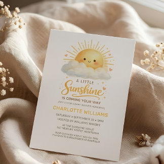 Sunshine Gender Neutral Cute Clouds Baby Shower Invitation
