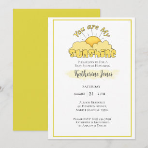 Sunshine Gender Neutral Cute Sun Baby Shower   Invitation
