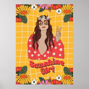 Sunshine Girl groovy retro Poster
