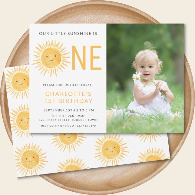 Sunshine Girl's First Birthday Party Invitation (Creator Uploaded)