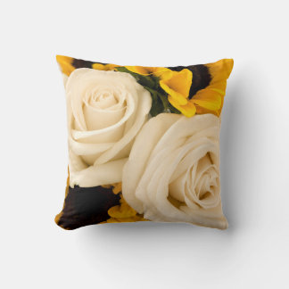 Sunshine & Grace White Rose and Sunflower Photo Cushion