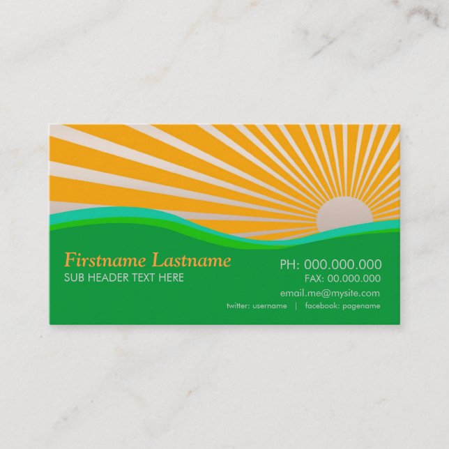 Sunshine Green Hills Curves Business Card (Front)