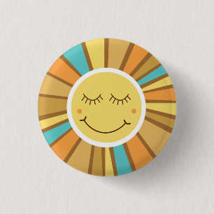 Sunshine Groovy Retro Boho Hippie Around the Sun 3 Cm Round Badge