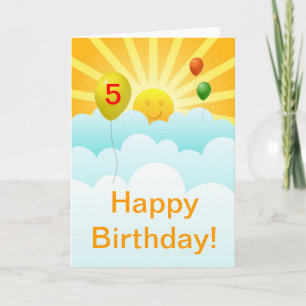 Sunshine Happy Face and Balloons Birthday Age Spec Card