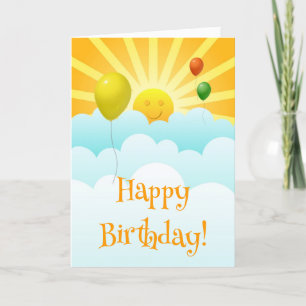Sunshine Happy Face and Balloons Birthday Card