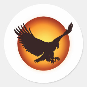 Sunshine hawk silhouette - Choose background color Classic Round Sticker