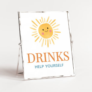 Sunshine Here Comes the Son Baby Shower Drinks Poster