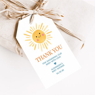 Sunshine Here Comes the Son Baby Shower Favour Tag