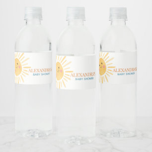 Sunshine Here Comes the Son Baby Shower Water Bottle Label