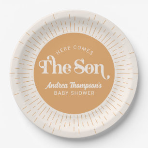 Sunshine Here Comes The Son Boy Bay Shower Paper Plate