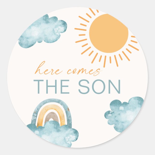 Sunshine Here Comes The Son  Classic Round Sticker (Front)
