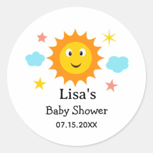 Sunshine Here Comes The Sun Baby Shower  Classic Round Sticker