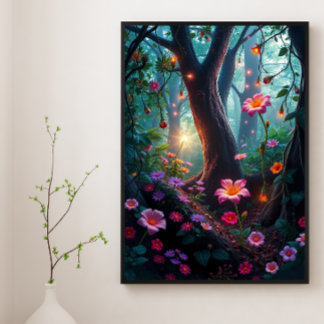 Sunshine in a Whimsical Fairy Forest  Poster