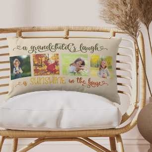 Sunshine in the House Grandchild Quote 4 Photo Lumbar Cushion
