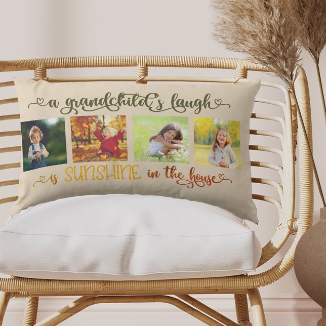 Sunshine in the House Grandchild Quote 4 Photo Lumbar Cushion (Creator Uploaded)