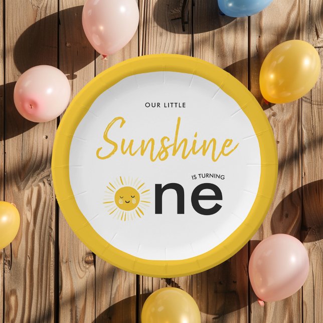 Sunshine is Turning One Birthday Party  Paper Plate (Creator Uploaded)