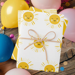 Sunshine is Turning One Birthday Party  Wrapping Paper Sheet