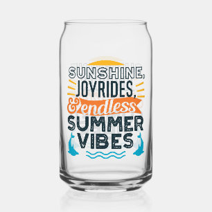 Sunshine & Joyrides - Endless Summer Vibes Quote Can Glass