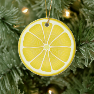 Sunshine Lemon Holiday Joy  Ceramic Tree Decoration