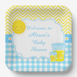 Sunshine & Lemonade Blue & Yellow  Paper Plate