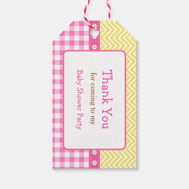 Sunshine & Lemonade Pink & Yellow Gift Tag (Front)