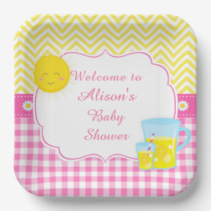 Sunshine & Lemonade Pink & Yellow  Paper Plate