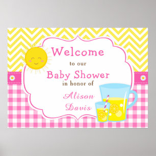 Sunshine & Lemonade Pink & Yellow Shower Party Poster